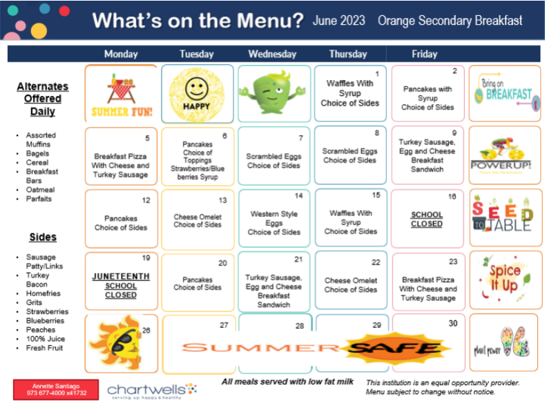  June 2023 Breakfast Menu